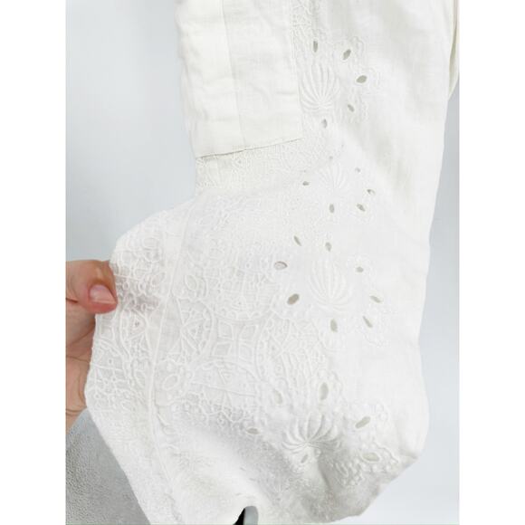 Lilly Pulitzer Ziva White Linen Eyelet Tie Waist Cargo Pants Size 0 - Picture 4 of 5